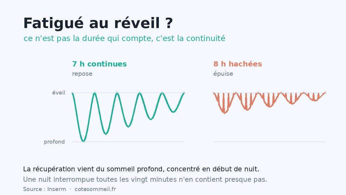 Comparaison de deux nuits : sept heures continues contre huit heures fragmentées